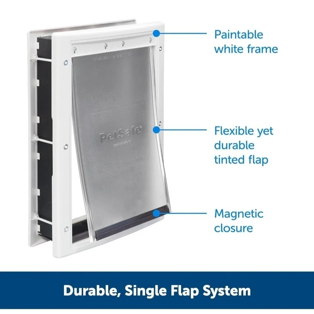 PetSafe Plastic Pet Door Medium Open Box White Frame 1-40 lb Pets